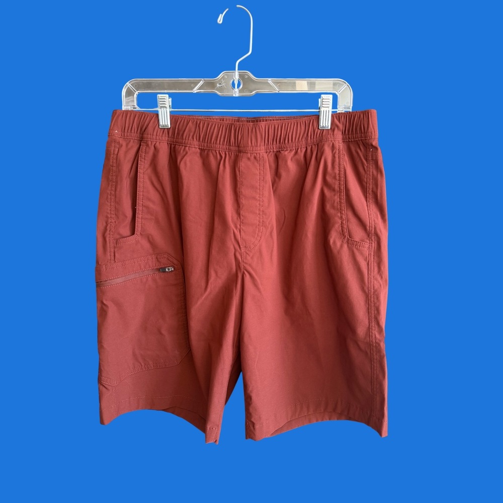 Eddie Bauer Mens Trail‎ Shorts Rust Red Elastic Waist Utility Cargo Large